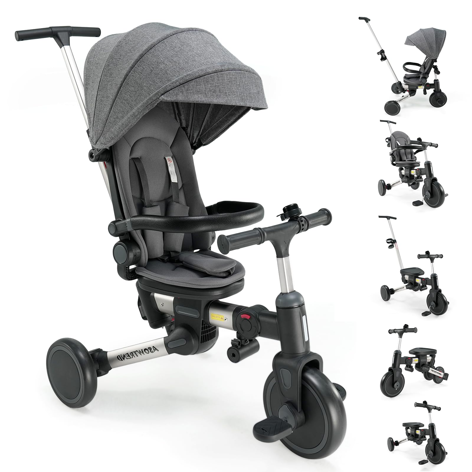 Amazon.co.jp: 【ASOWTREND】三輪車 手押し棒付き 7in1 6ヶ月～6歳対応